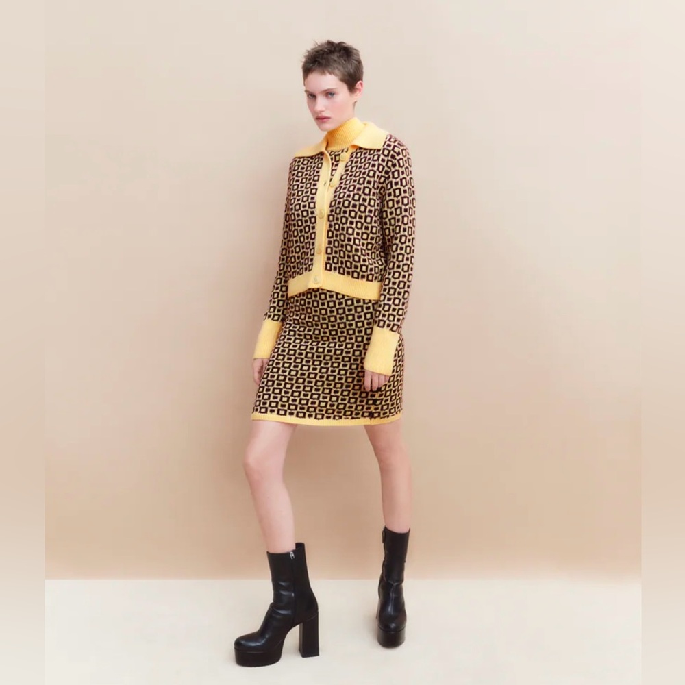 ZARA GEOMETRIC KNIT JACQUARD SWEATER